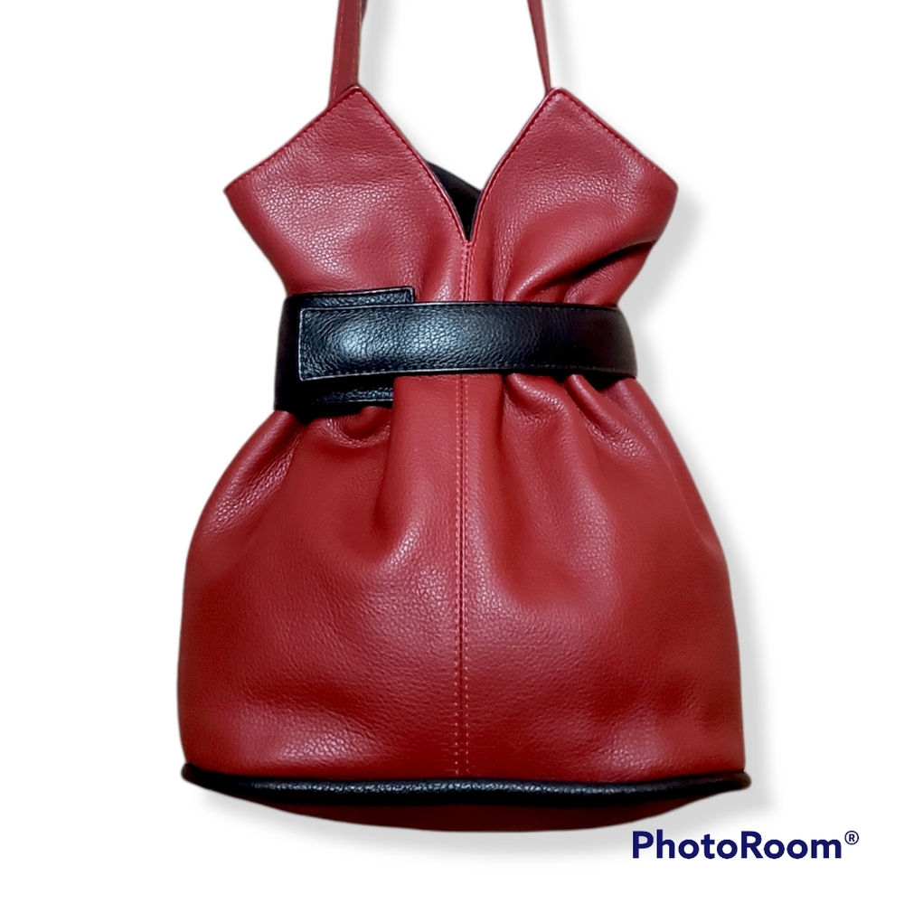 J.P. Ourse JPOURSE Crossbody Bucket Modern Red Leather Purse